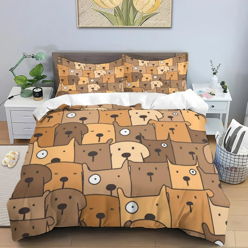 Dog Bedding,Puppy Dog Bedding Set,Cute Animal Bedding 3 Piece,Halloween Bedding,Bed 3 Piece Set,Ghosts Bedding,Ghosts Queen King Duvet