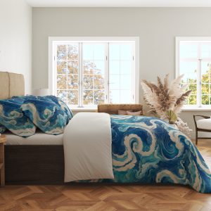 Alternative view of Azure Cloud Ribbon Bedding Set