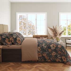 Alternative view of Charcoal Apricot Meadow Bedding Set