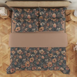 Charcoal Apricot Meadow Bedding Set - Image 3