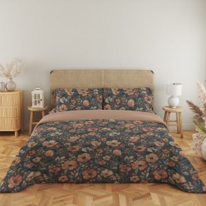 Charcoal Apricot Meadow Bedding Set - Image 5