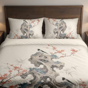 Coral Plum Stone Garden Bedding Set