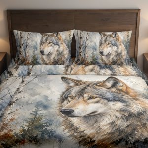 Ember Gaze Wolf Portrait Bedding Set