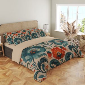 Ember Teal Folk Garden Bedding Set - Image 4