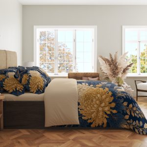 Alternative view of Gilded Chrysanthemum Cascade Bedding Set