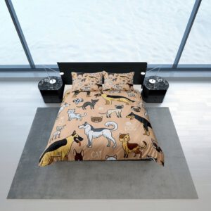 Alternative view of Cartoon Cat and Dog Bedding Set - Cute Pets Pattern Duvet Cover & Comforter Set