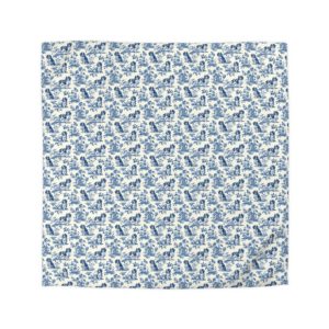 Blue and White Toile de Jouy Spaniel Bedding Set - Classic Vintage Dog Pattern Duvet Cover & Comforter - Image 3