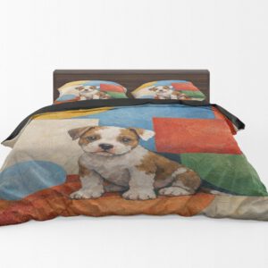 Abstract Dog Painting Bedding Set - Colorful Geometric Puppy Duvet Cover & Comforter - Image 3