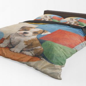Alternative view of Abstract Dog Painting Bedding Set - Colorful Geometric Puppy Duvet Cover & Comforter