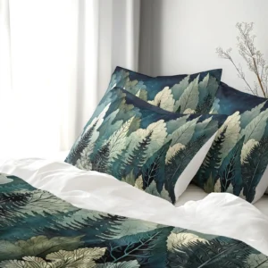 Alternative view of Stylized Night Forest Bedding Set, Dark Pine Forest Bedding, Nature Decor, Whimsical Forest Dreamy Duvet Cover, Comforter, Quilt Set