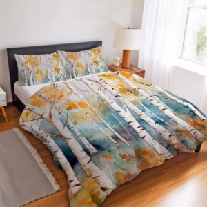 Watercolor Birch Forest Bedding Set - Image 4
