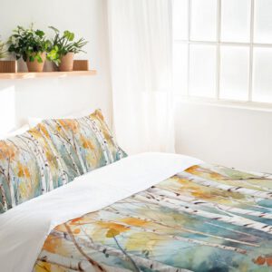 Watercolor Birch Forest Bedding Set - Image 3