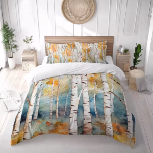 Watercolor Birch Forest Bedding Set