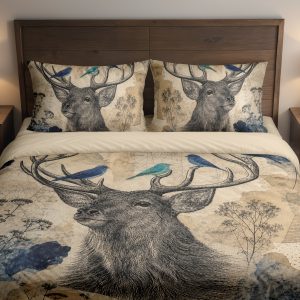 Indigo Finch Stag Ephemera Bedding Set