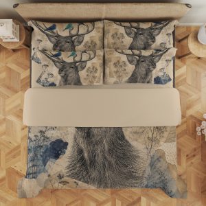 Indigo Finch Stag Ephemera Bedding Set - Image 3