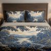 Indigo Woodland Panorama Bedding Set mockup 1