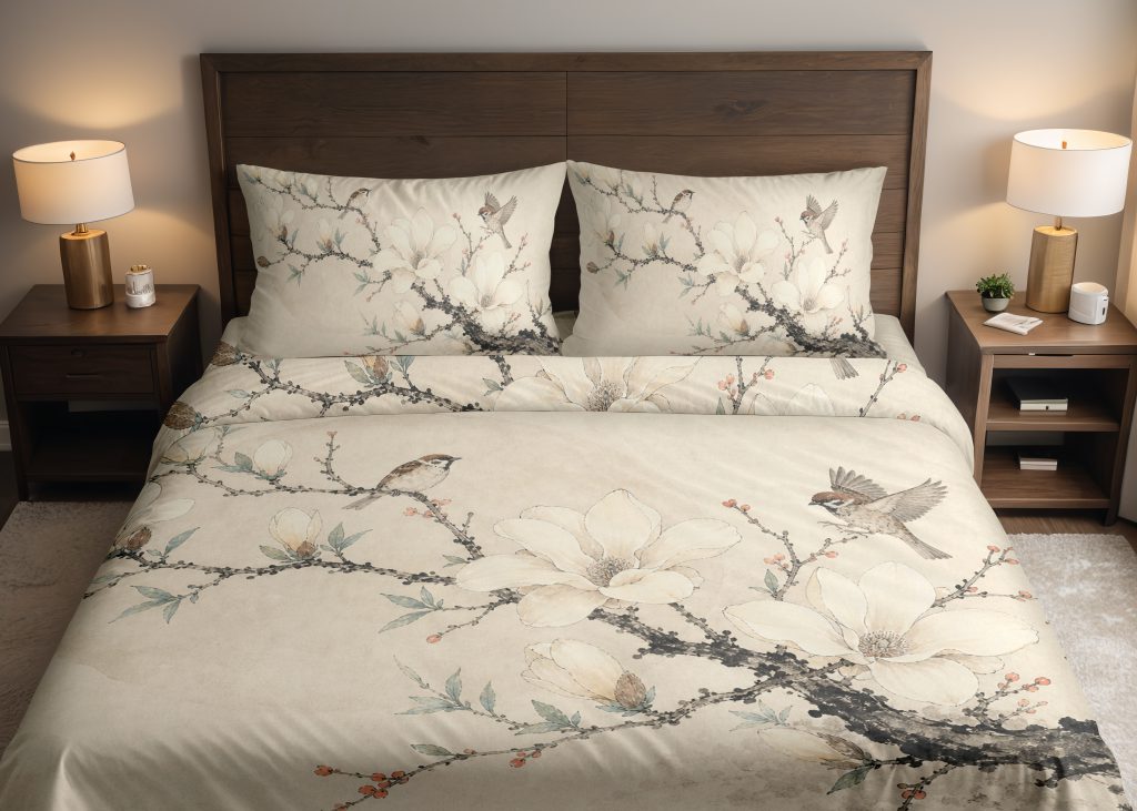 Ivory Magnolia Sparrow Bedding Set