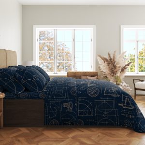 Alternative view of Midnight Court Blueprint Bedding Set