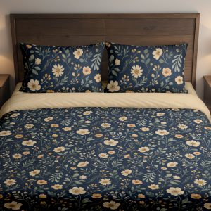 Midnight Cream Wildflower Bedding Set