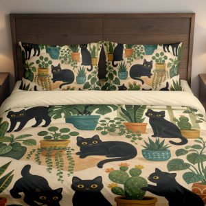 Midnight Garden Cats Bedding Set
