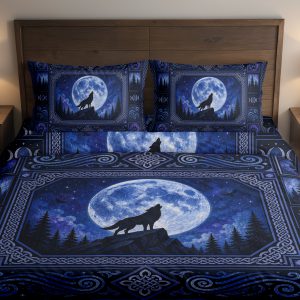 Moonbound Wolf Knotwork Bedding Set