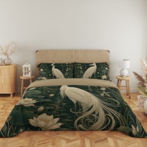 Moonlit Ivory Crane Lagoon Bedding Set - Image 5