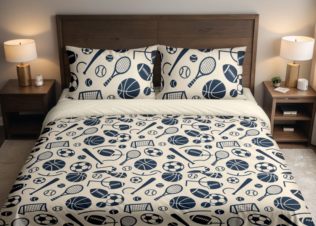 Navy All-Sports Sketch Bedding Set