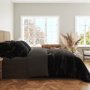 Alternative view of Obsidian Crescent Drift Bedding Set