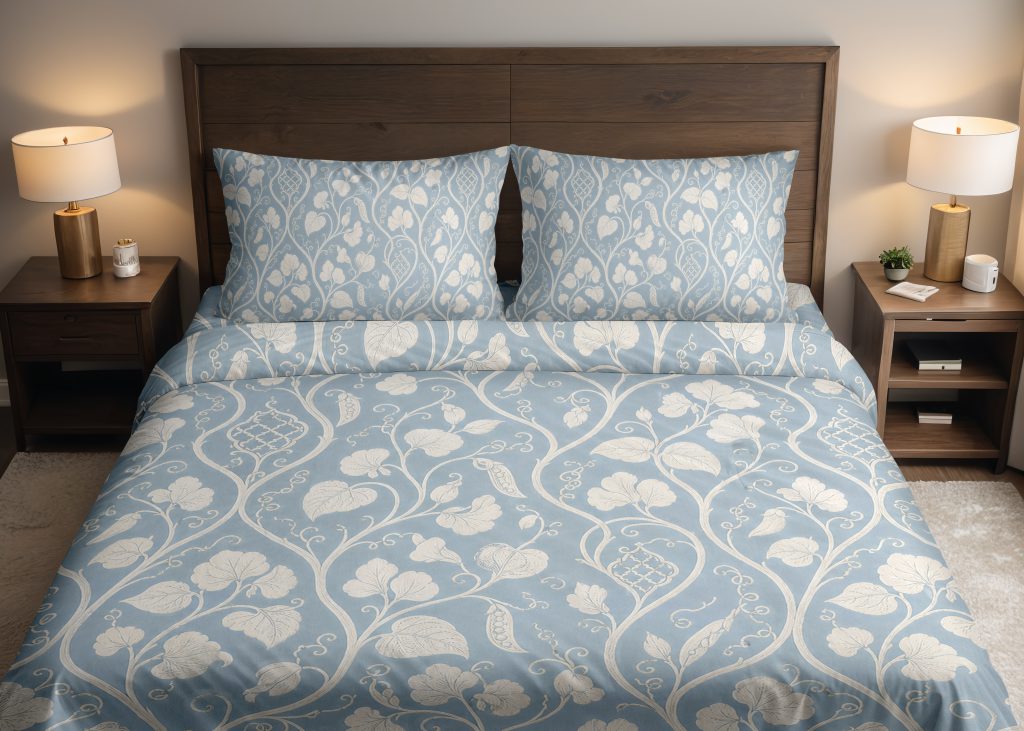 Powder Blue Vinework Bedding Set
