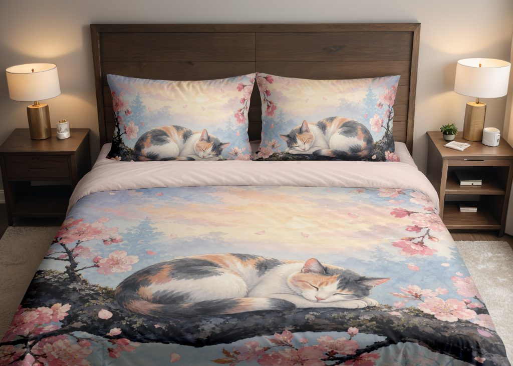 Sakura Daydream Cat Bedding Set