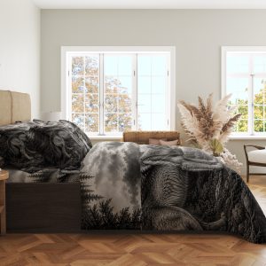 Alternative view of Twin Wolves River Etching Bedding Set