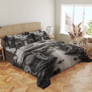 Twin Wolves River Etching Bedding Set - Image 4