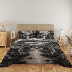 Twin Wolves River Etching Bedding Set - Image 5