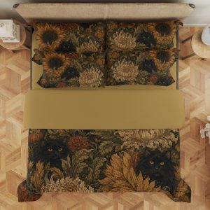 Amber Sunflower Midnight Cats Bedding Set - Image 3