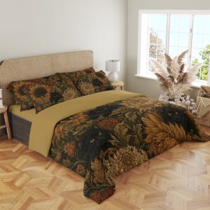 Amber Sunflower Midnight Cats Bedding Set - Image 4