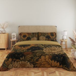 Amber Sunflower Midnight Cats Bedding Set - Image 5