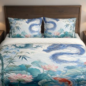 Azure Dragon Lotus Courtyard Bedding Set