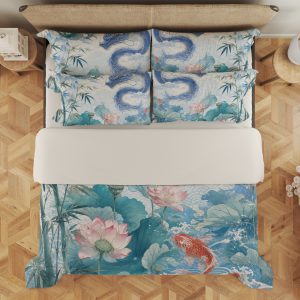 Azure Dragon Lotus Courtyard Bedding Set - Image 3