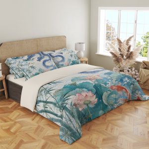 Azure Dragon Lotus Courtyard Bedding Set - Image 4