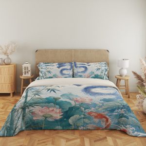 Azure Dragon Lotus Courtyard Bedding Set - Image 5