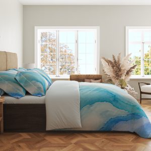Alternative view of Azure Watercolor Current Veil Bedding Set
