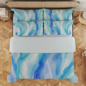 Azure Watercolor Current Veil Bedding Set - Image 3