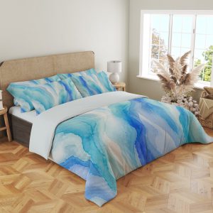 Azure Watercolor Current Veil Bedding Set - Image 4