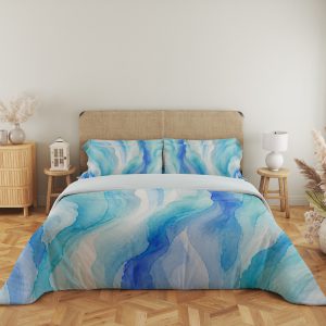 Azure Watercolor Current Veil Bedding Set - Image 5