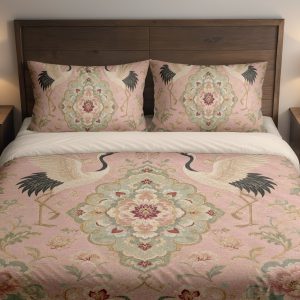 Blush Crane Medallion Bedding Set