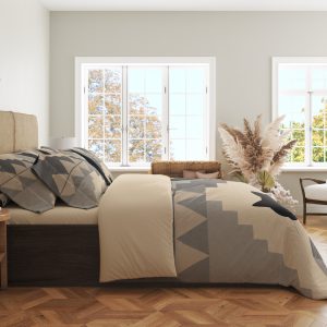 Alternative view of Charcoal Geometric Cat Silhouettes Bedding Set