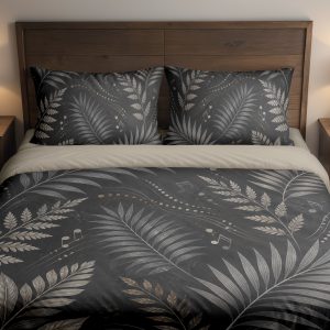 Charcoal Palm Melody Bedding Set