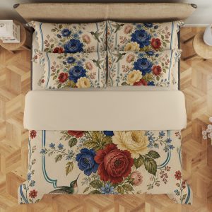 Cobalt Rose Hummingbird Cameo Bedding Set - Image 3