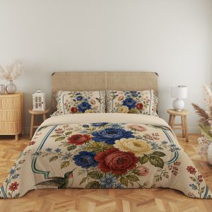Cobalt Rose Hummingbird Cameo Bedding Set - Image 5