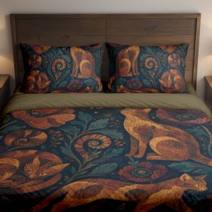 Copper Poppy Cats Bedding Set
